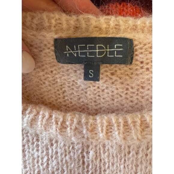 Anthropologie Needle Sweater Women Small Pink Louise Mohair Merino Wool Knit - Picture 10 of 13